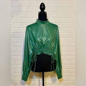 Drawstring Frill Trim Blouse